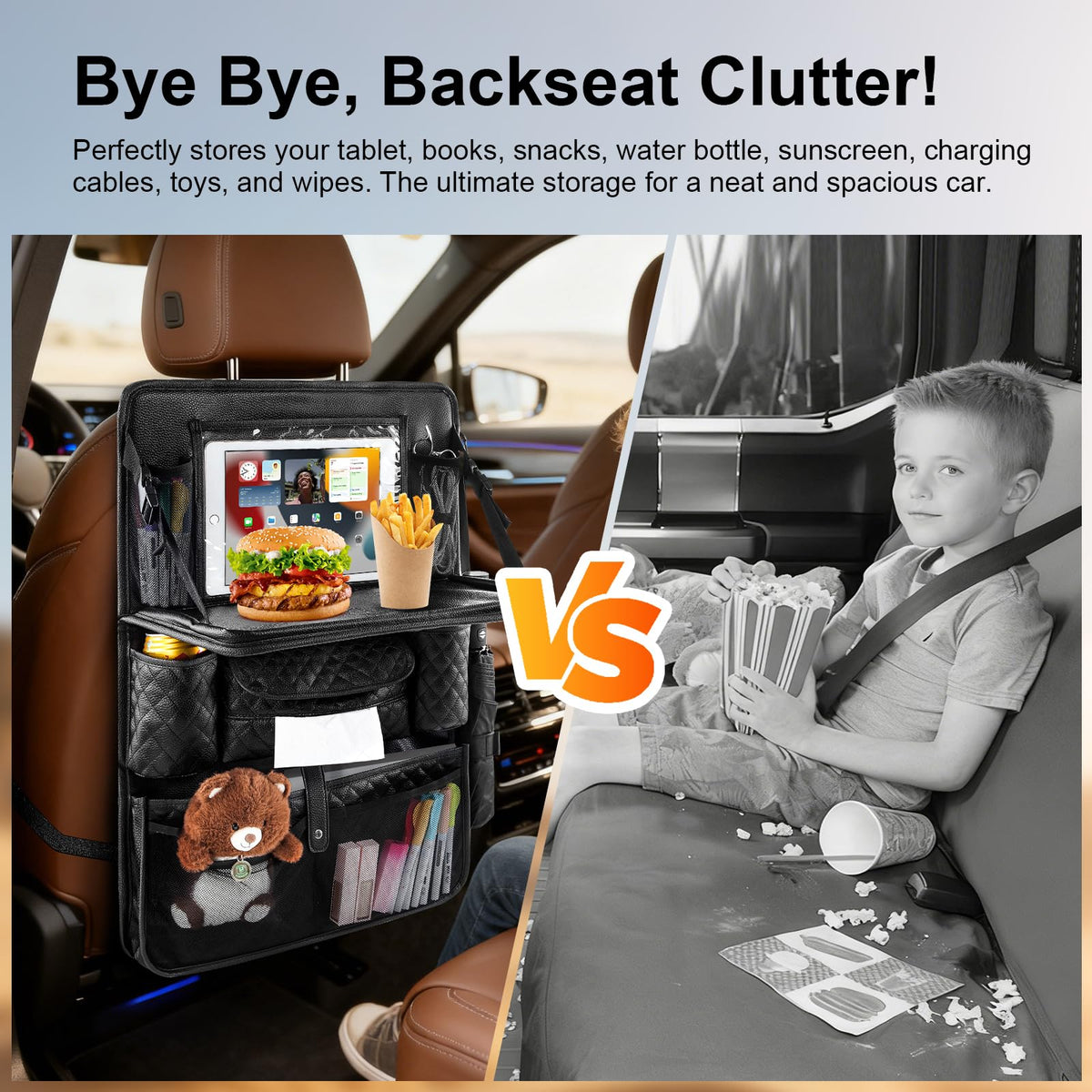 Car Backseat Storage Organizer (1 Pack / Black)