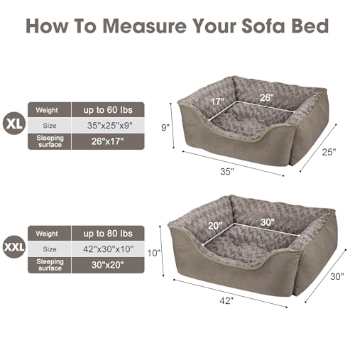 Rectangle Dog Bed for Large Medium Small Dogs (Dark Brown / XXL(42"x 30"x 10"))