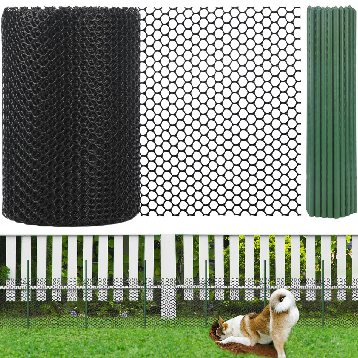 Animal Barrier Fence 12in x 66ft No Dig Garden Fence Mesh Fencing with Steel Stake Movable Portable Temporary for Poultry Dogs Rabbits Chicken Snake Barrier Garden Backyard Outdoor (12in x 66ft)