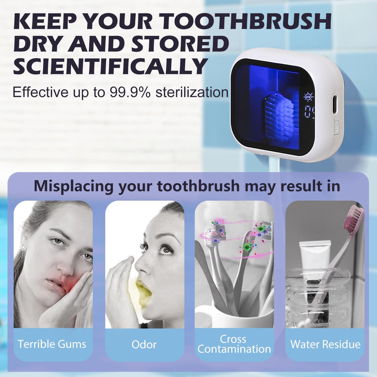 UV C Toothbrush Cleaner (White)