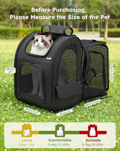 Dog Backpack Expandable (Black / 15.4"L x 11"W x 19.0"H)