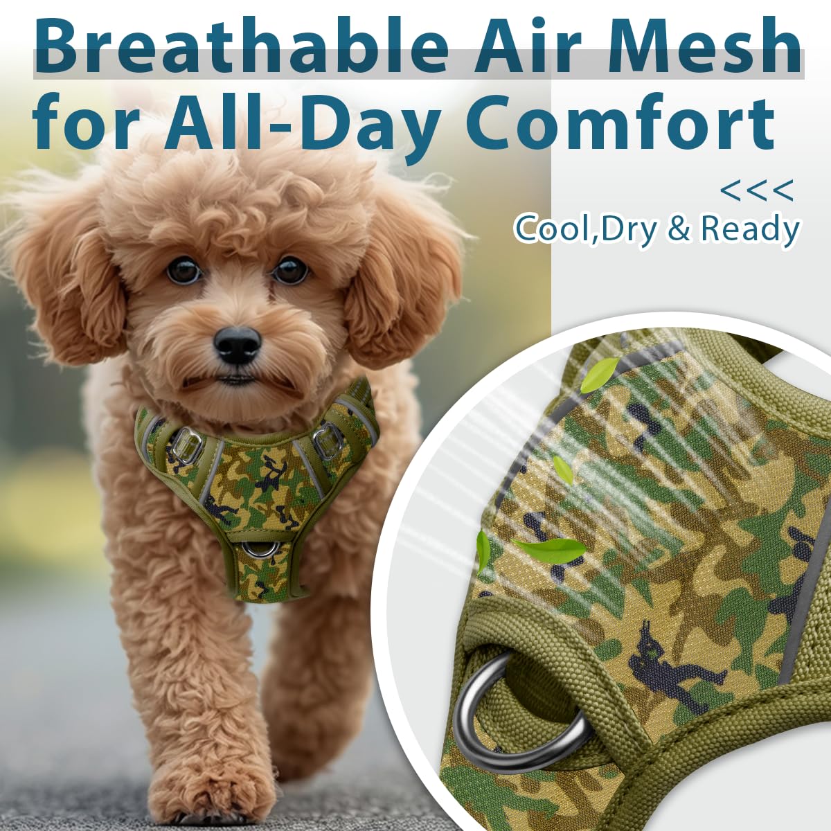 No Pull Dog Harness for Small Sized Dogs (Camo / X-Small(Chest:14.6-19.6”))