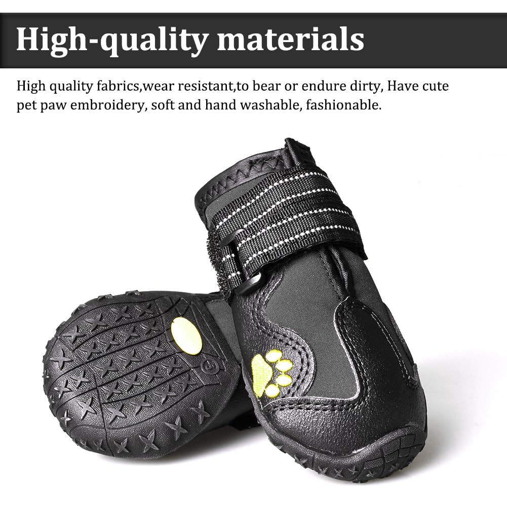 Dog Boots & Paw Protectors Non (Size 1: （2.3''x1.6'')(L*W) for 10-23 lbs / Black)