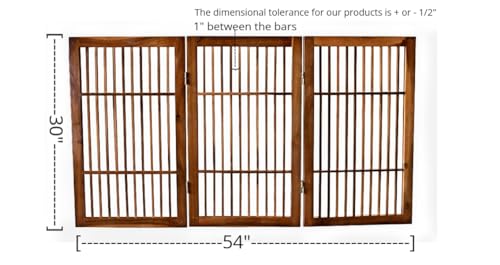 Pet Dog Gate Freestanding (3 Panel 30" Tall / Brown Pet Gate)
