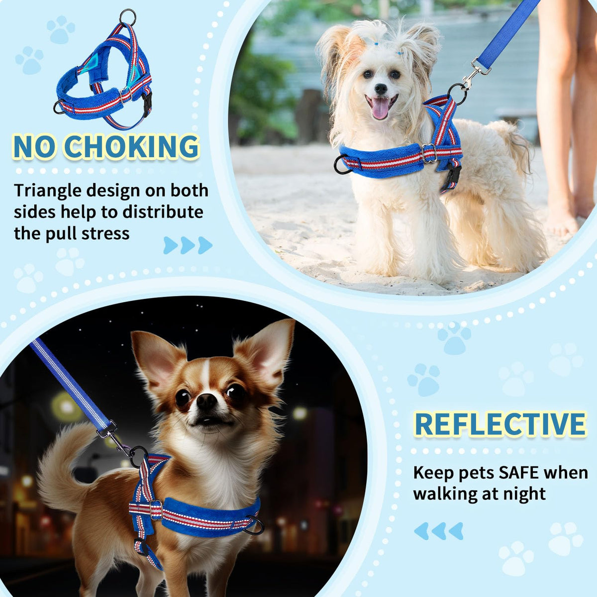No Pull Small Dog Harness and Leash Set with Front Clip (Small / Dark Blue)
