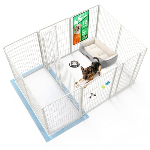 Homeplus Indoor Dog Playpen with Divider Connectors (White / 45"H)