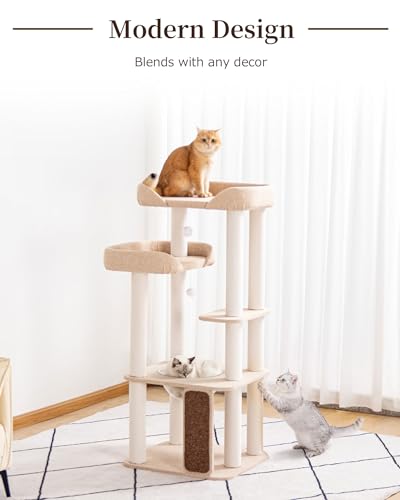 53" Cat Tree Tower for Large Cats (Ivory 53")