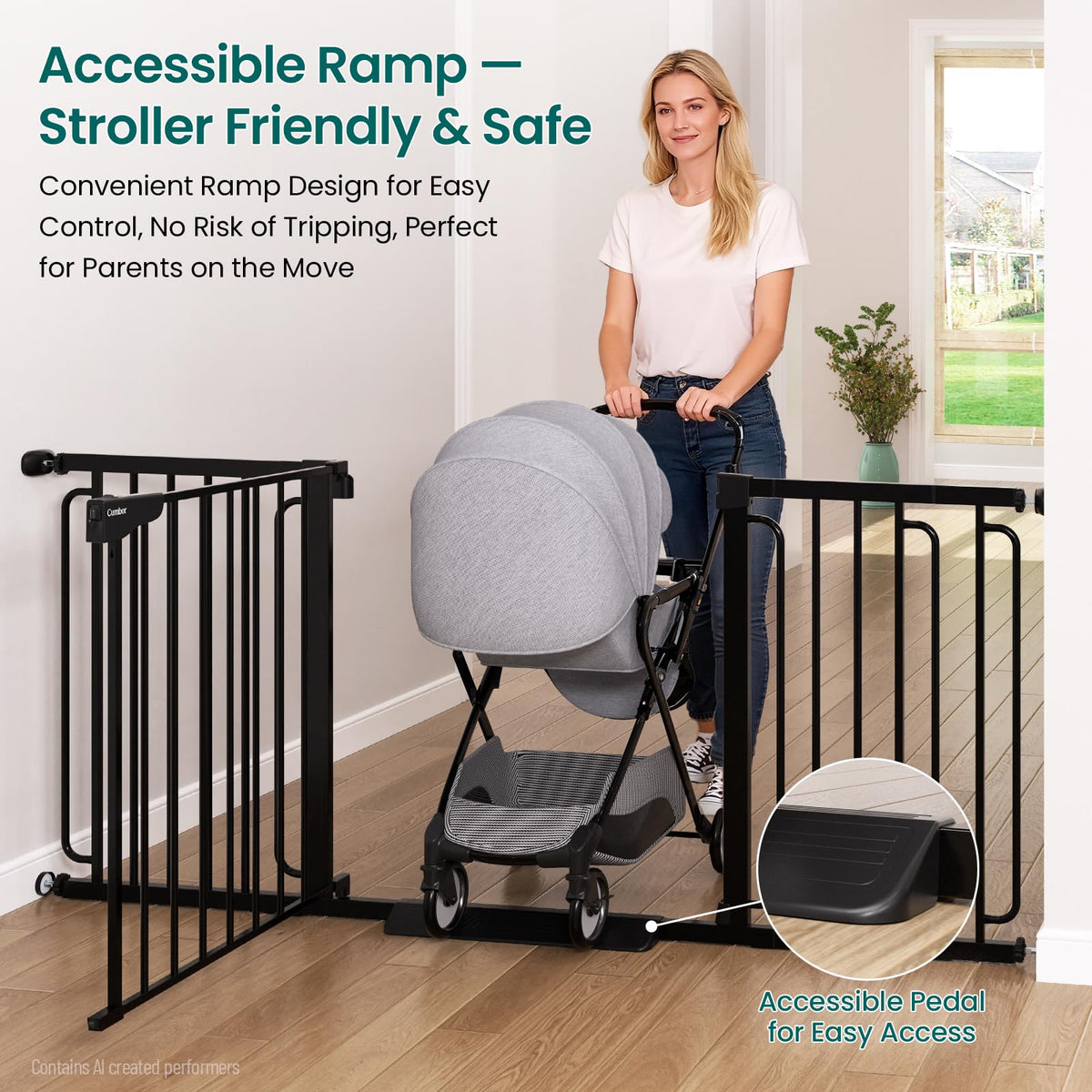 Extra Wide Baby Gate (Black / 36.6"-69" W x 30.5" H)