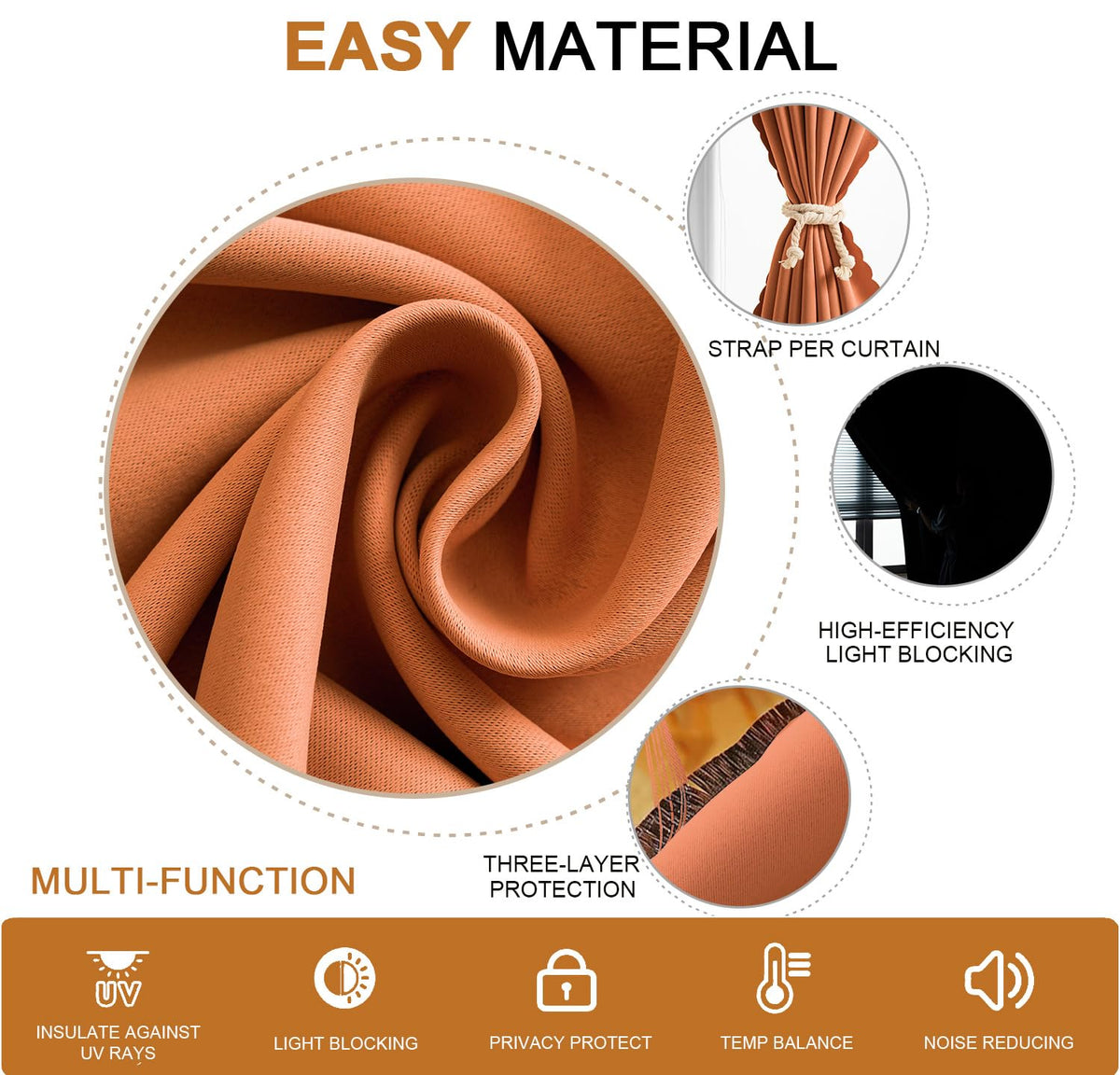 Self Adhesive Curtains (71"W x 72"L (Pack of 1) / Orange)