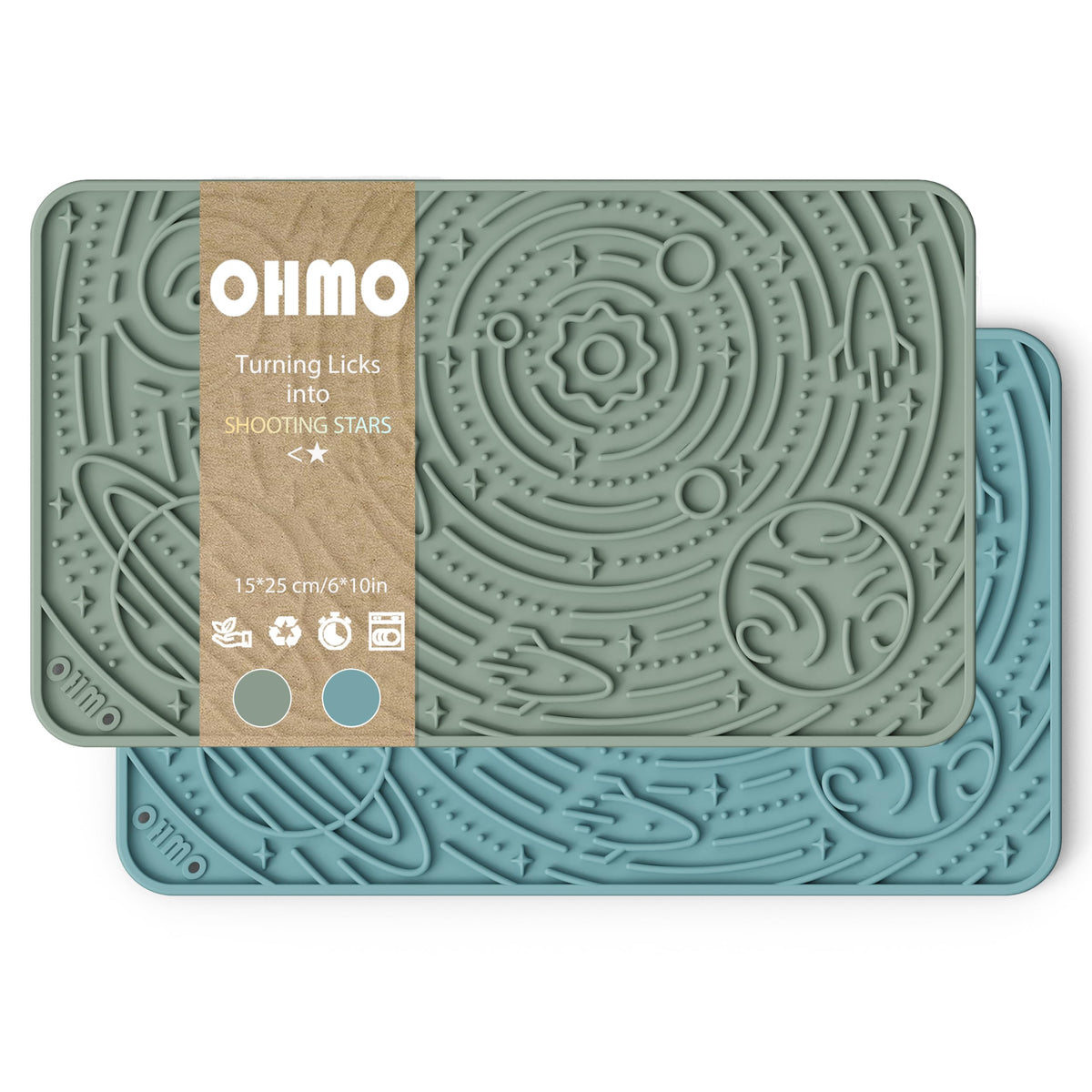 Lick Mat for Dogs&Cats (Light Blue&Light Green / 9.8"L x 5.9"W)