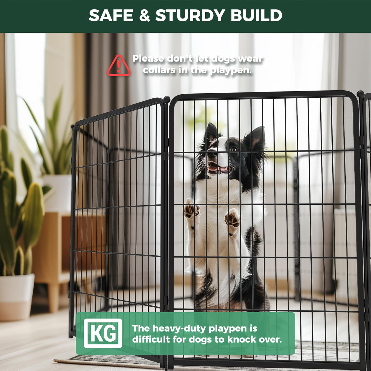 Homeplus Indoor Dog Playpen with Divider Connectors (Black / 40"H)