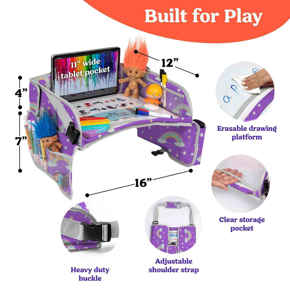 Kids Travel Tray for Car (Rainbow)