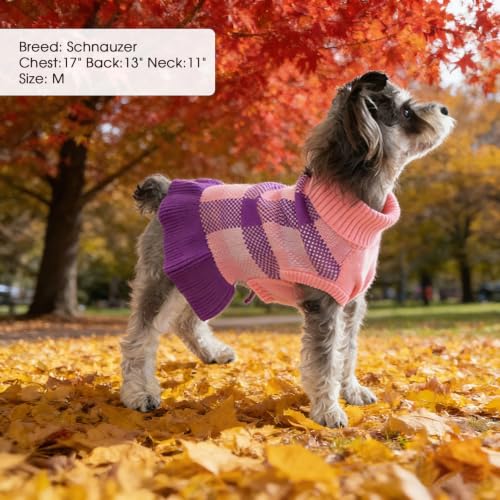 Dog Sweater Dress Plaid Knitwear for Large Dogs Girl Christmas Clothes (Purple / XXX-Large)