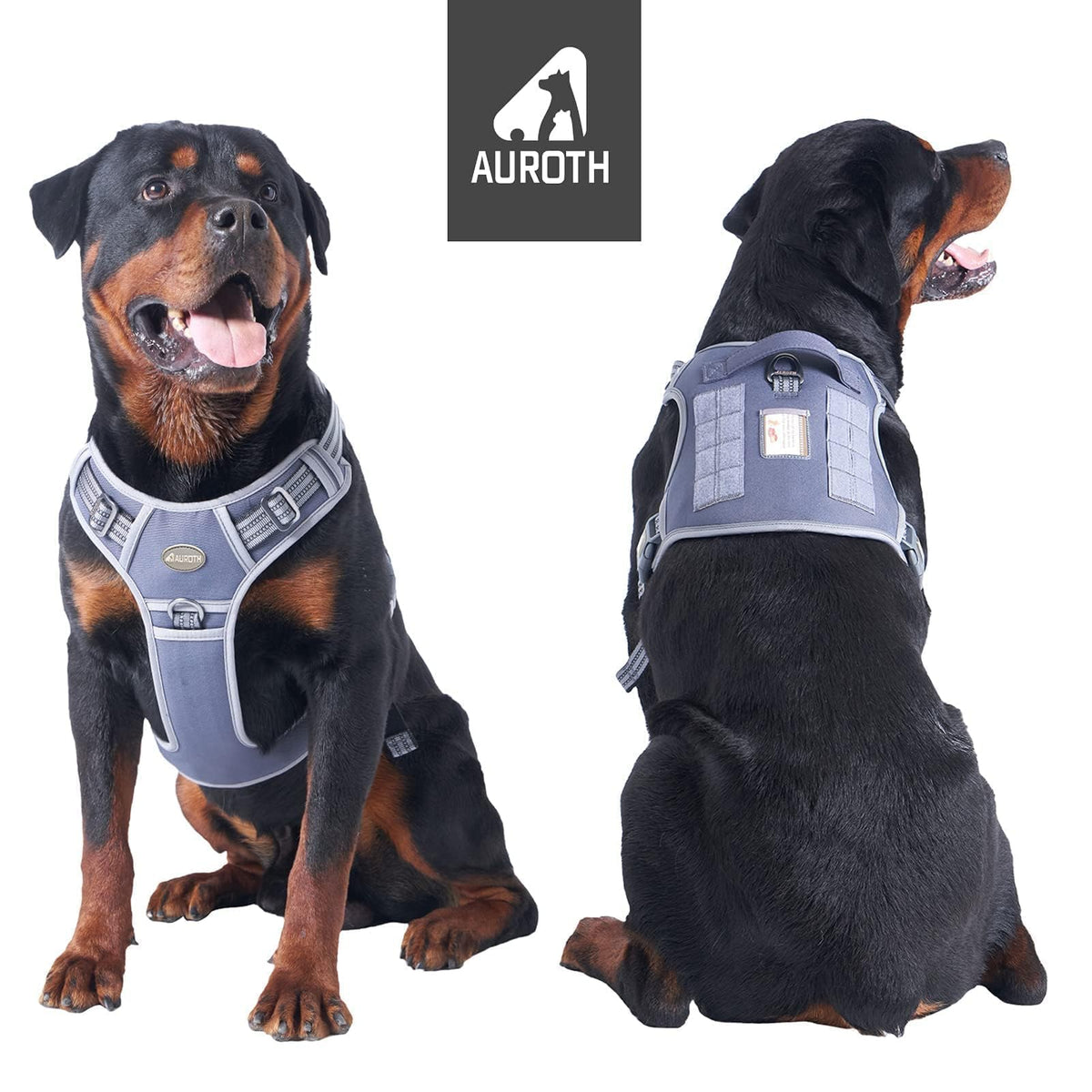 Dog Harness for Large Dogs (Grey / L(Neck:18-29",Chest:24-37"),45-80 lbs)
