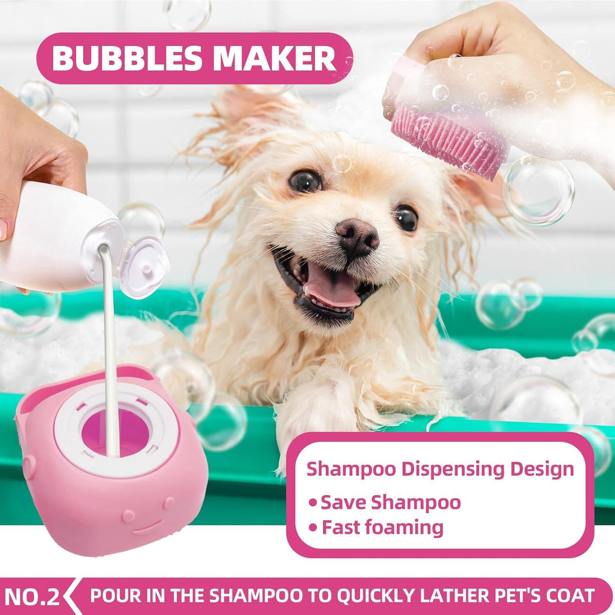 Bath Grooming Kit for Pets (6-Bath-Pink)