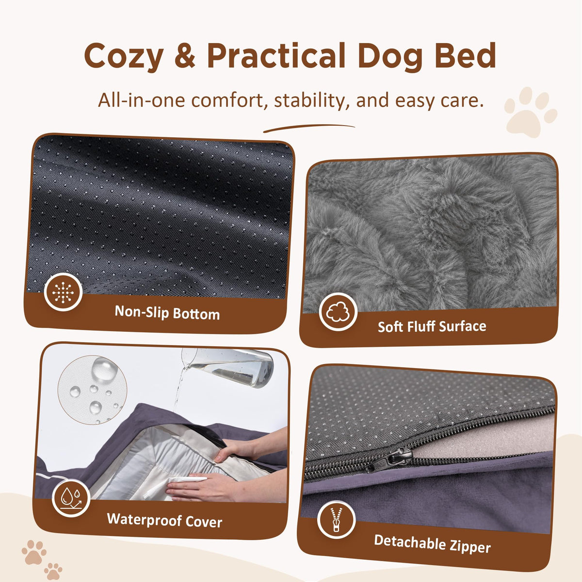 Waterproof Orthopedic Dog Beds for Extra Large Dog (45.0"L x 35.0"W x 8.5"Th / Purple)