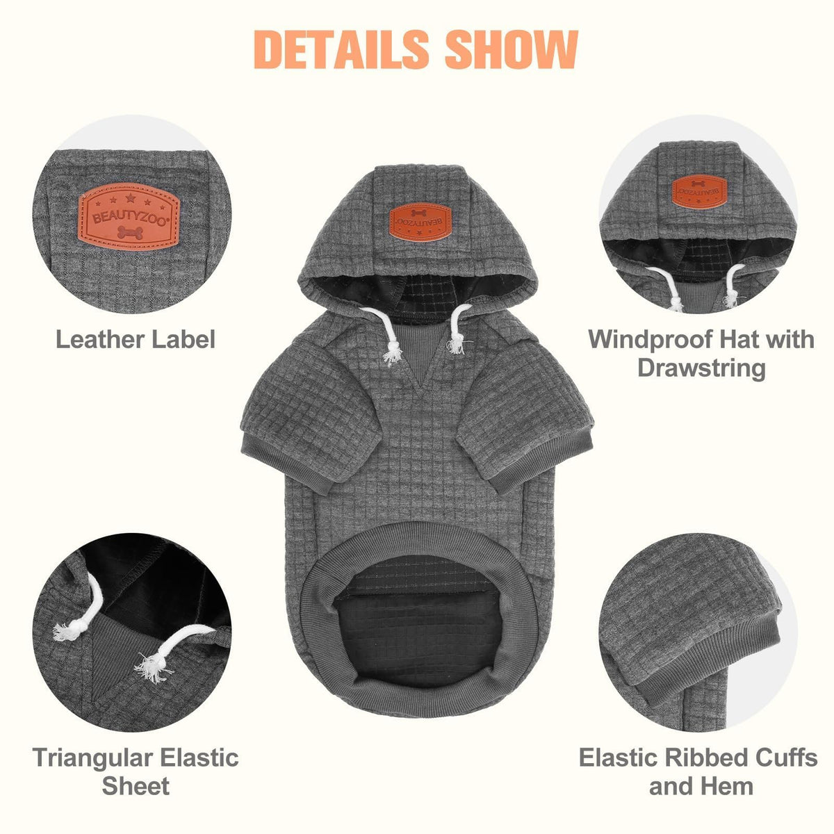 Dog Hoodies Sweater for Large Dogs (Dark Grey / L (Back: 20",Chest: 28", Neck: 17"))