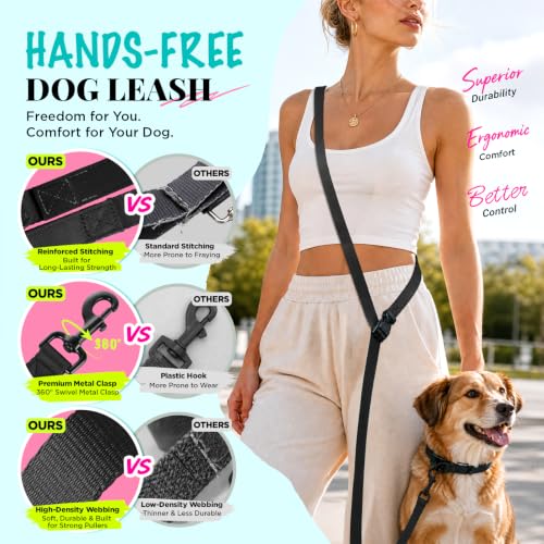 Hands Free Dog Leash (5.9-8.2 FT Black)