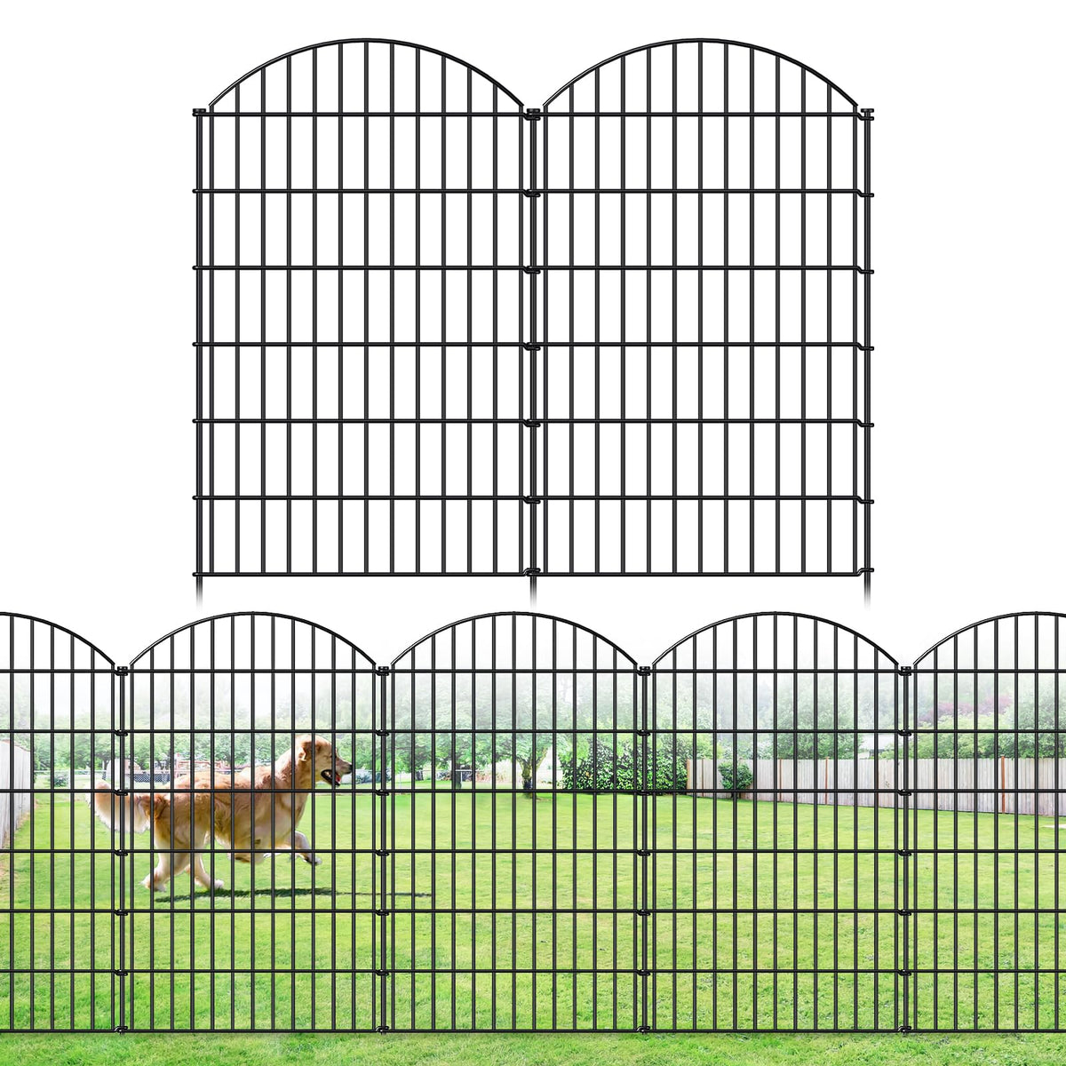 Metal Garden Fence 48 in x 20.3 ft (48"Hx20.3ft (8 Panels))