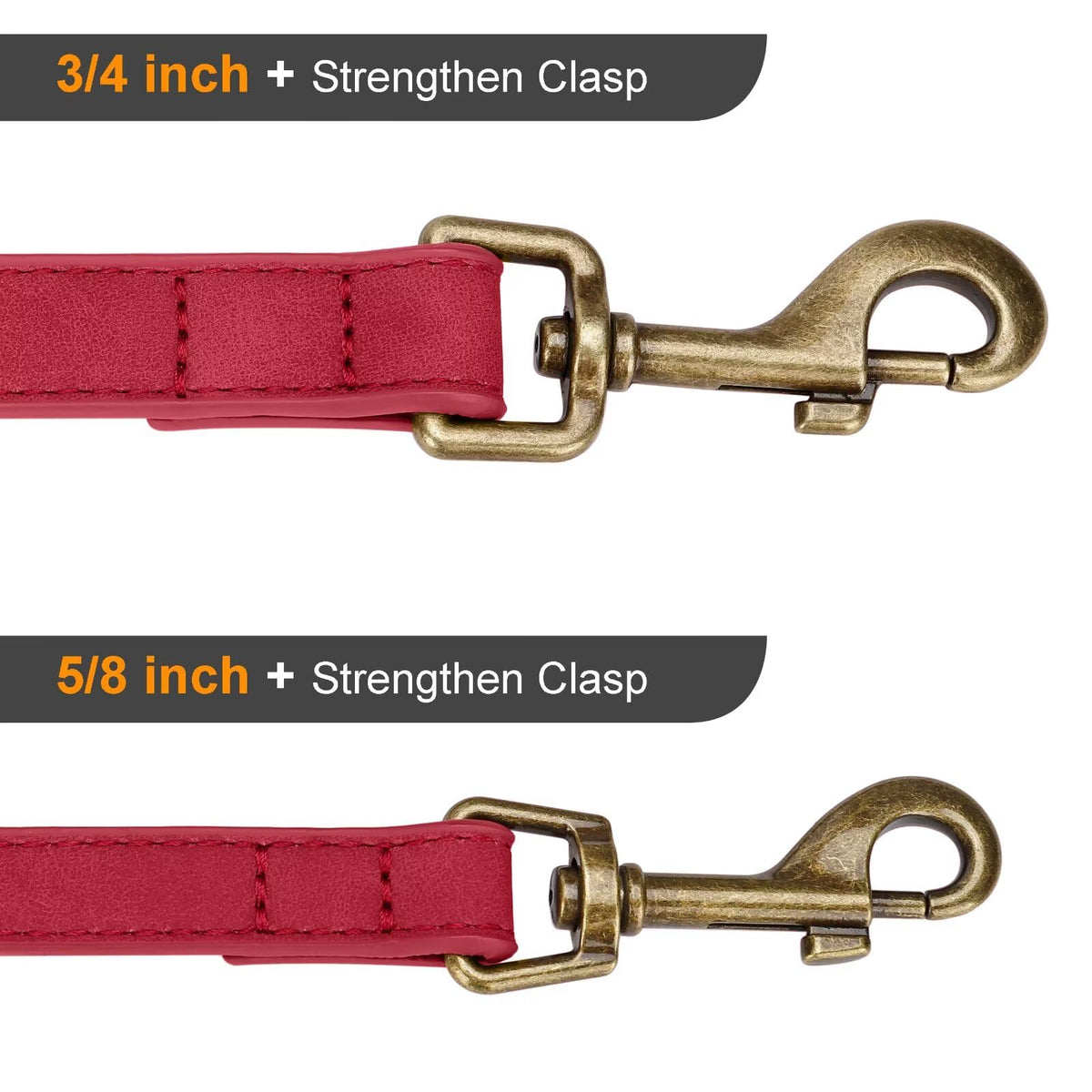 PU Leather Dog Leash for Small Dogs (Red / 5/8''x 5FT)