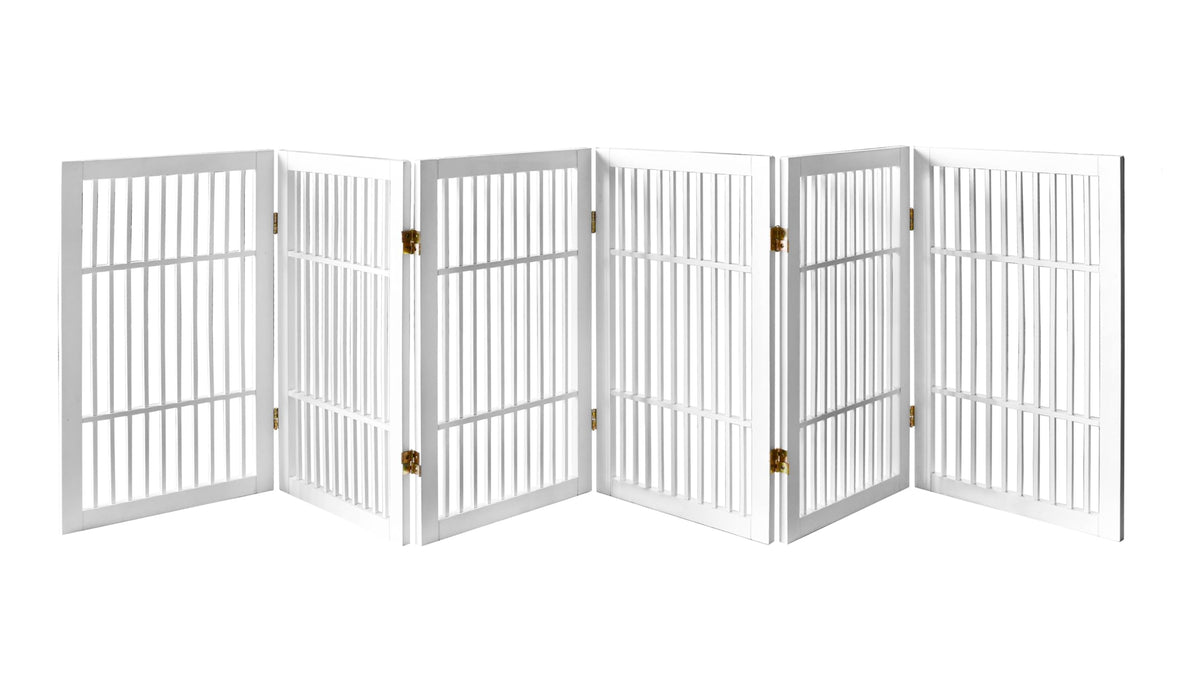 Pet Dog Gate Freestanding (6 Panel 30" Tall / White Pet Gate)