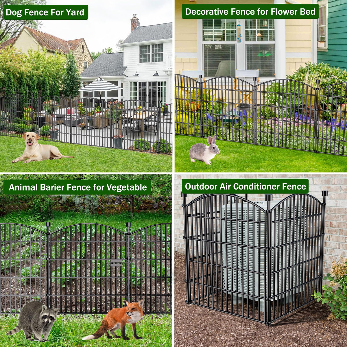 15 Panel No Dig Decorative Garden Fence with Gate 32"H x 35.4'L Dog Barrier (32 in(H) X 35.4 ft(L))