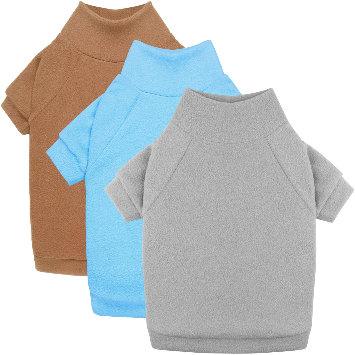 3 Pack Dog Sweater Fleece Pet Clothes Turtleneck Soft Warm Sweatshirt Dog Sweaters for Small Dogs Puppy Sweater Boy Girl Pet (X-Small / Gray Blue Coffee)