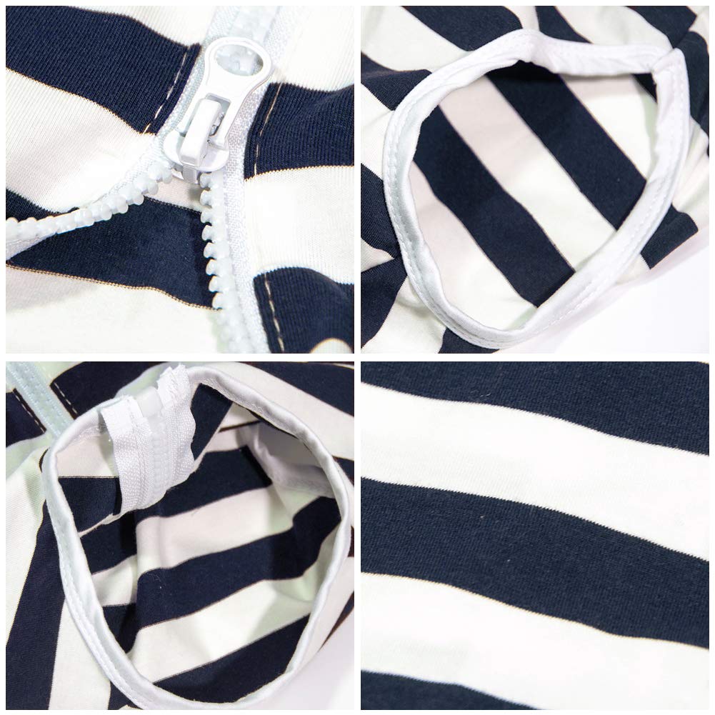 Dog’s Recovery Suit Post Surgery Shirt for Female Male Dog (2xl / navy white stripe)