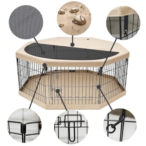 Foldable Metal Dog Exercise Pen (Tan / 30''H)