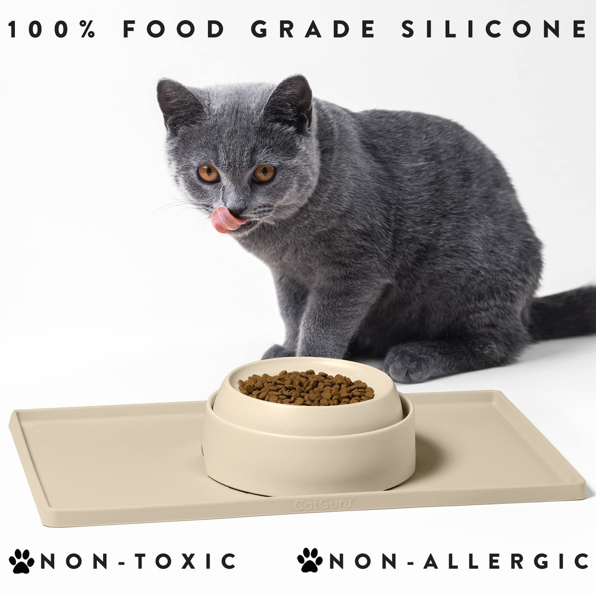 Premium Cat Food Mat (19"L x 11"W / Sand)