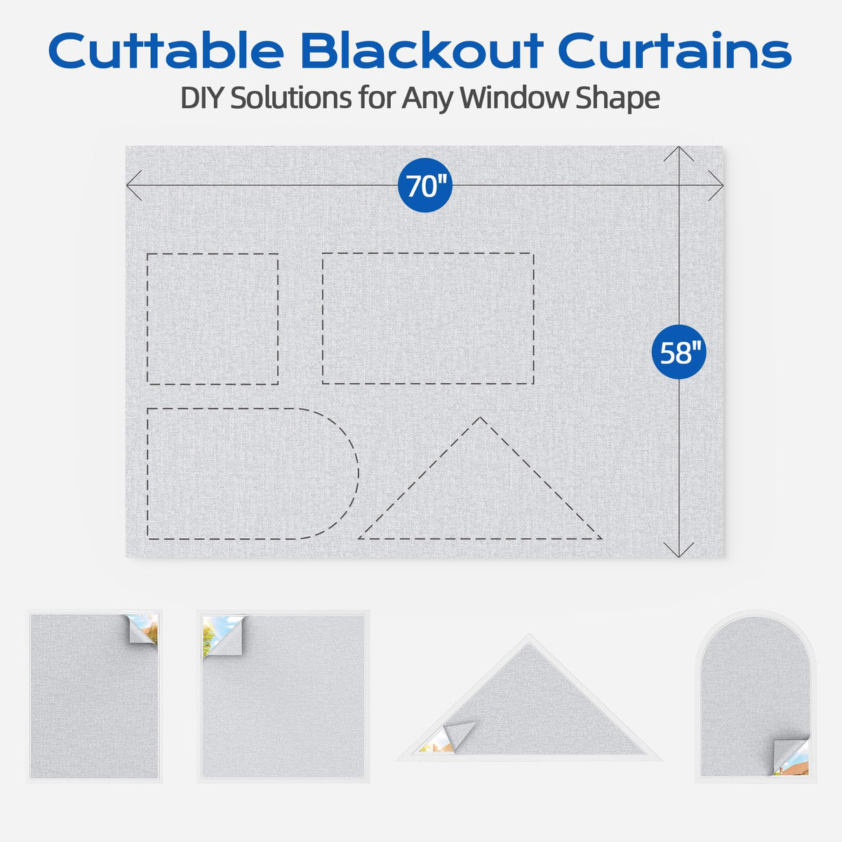 Linen Blackout Curtains for Bedroom (Cray / 58"W x 70"H)