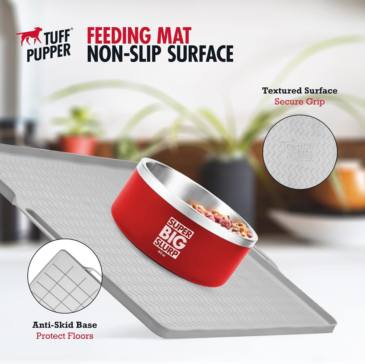 18x12 Small Dog Feeding Mat for Food and Water (Gray / Small - 18" x 12")