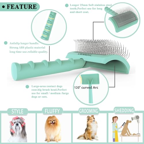 Dog Slicker Bursh for Cavapoo Toy Poodles Fluff Shedding Loose Fur (green)
