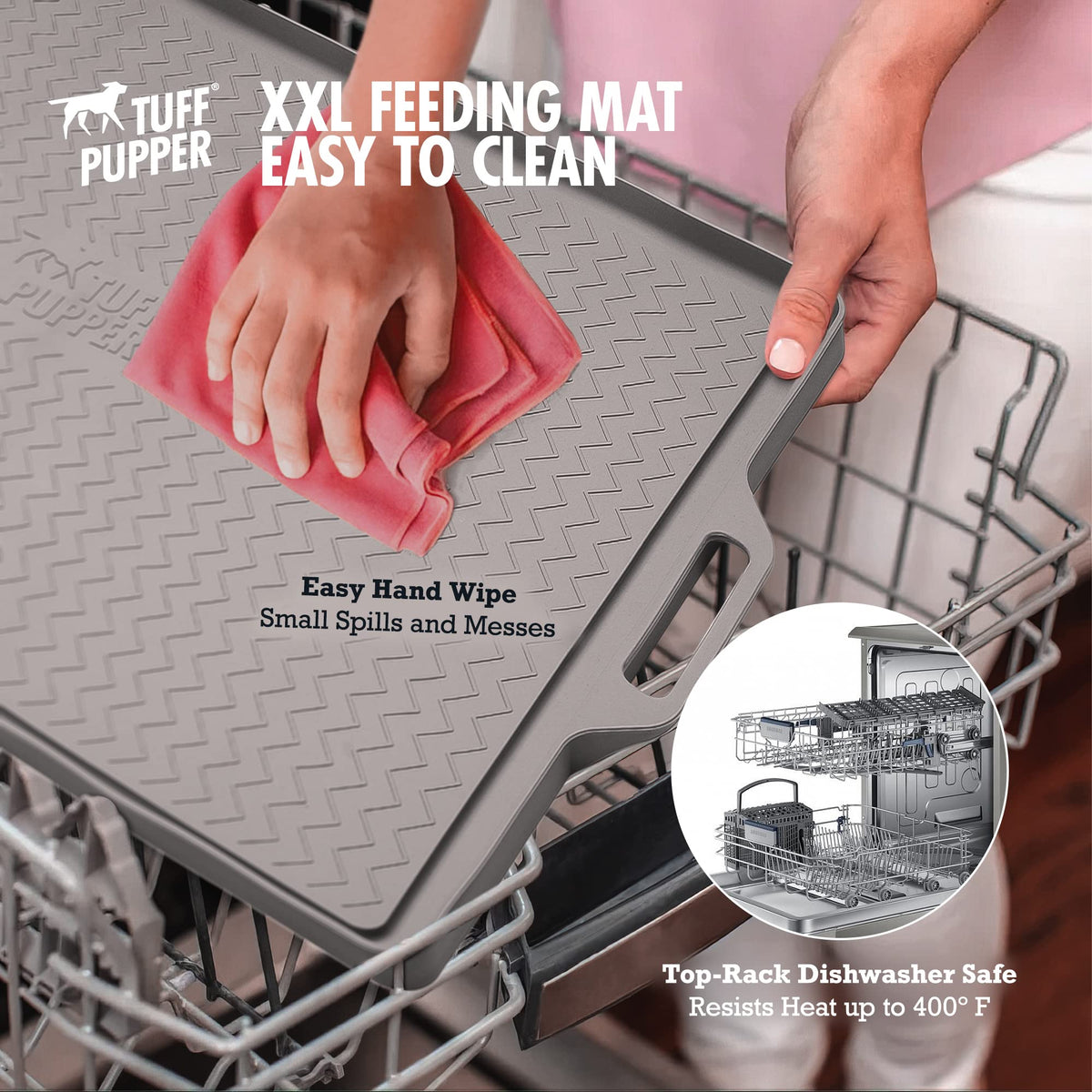 28x20 Large Dog Feeding Mat for Food and Water (Gray / Large - 28" x 20")