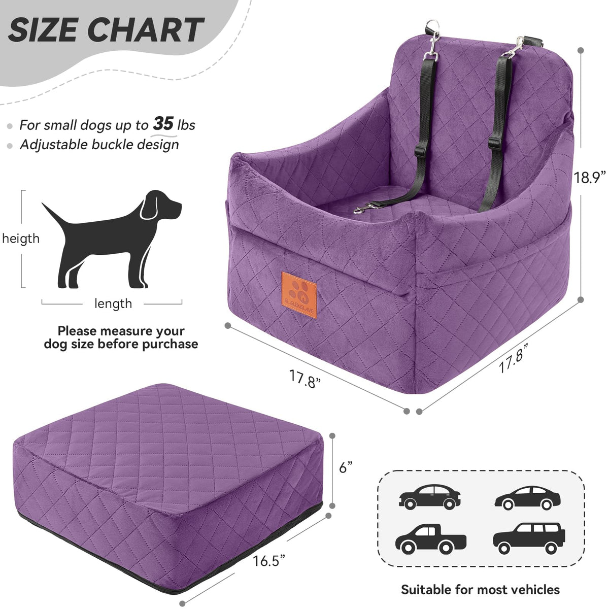 Dog Car Seat for Small (Purple)
