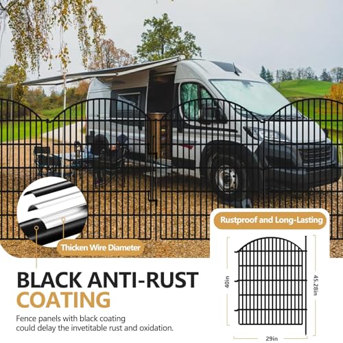 15 Panels Decorative Garden Fence with Lock (40in(H) X 36.25ft(L))