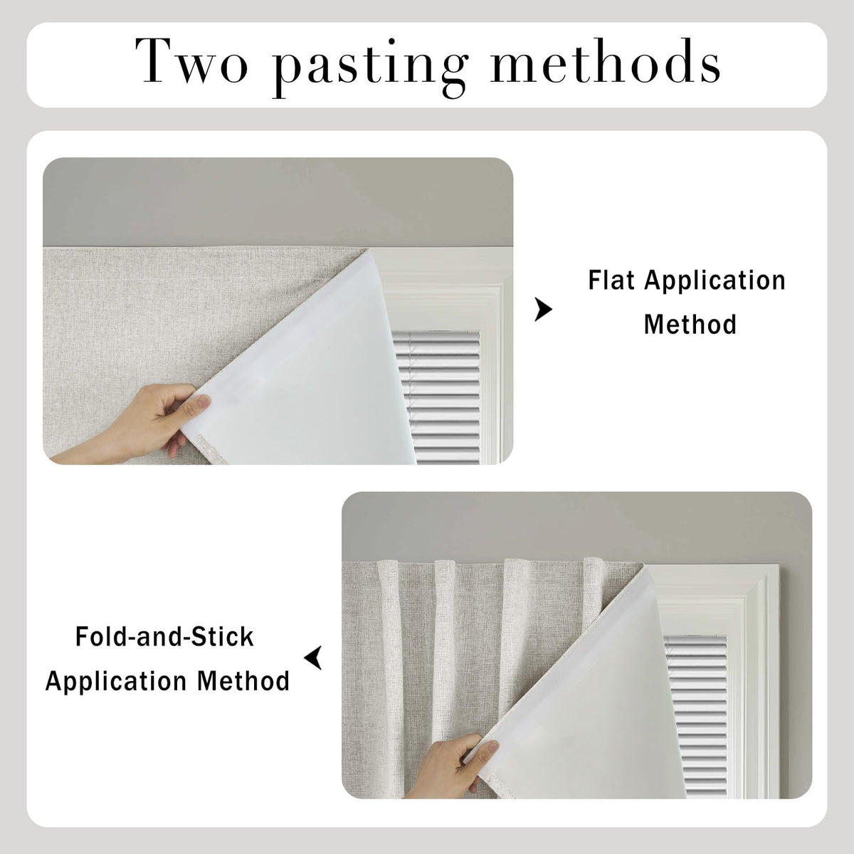 100% Blackout Magic Tape Stick On Curtains Window Shades Pull Down Blackout Window Cover No Drillng Self Adhesive Curtains No Rod Small Windows (34"W x 60"L (Pack of 1) / Light Beige)