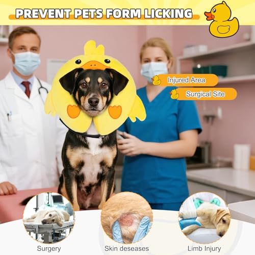Inflatable Dog Cone Collar Alternative After Surgery (Duck Yellow / L (Neck:16-18in))
