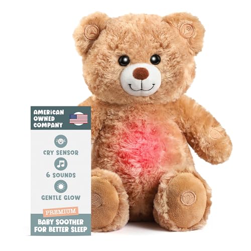 Teddy Bear Plush Heartbeat Sleep Soother for Newborns (Teddy Bear Rechargeable Bedtime)