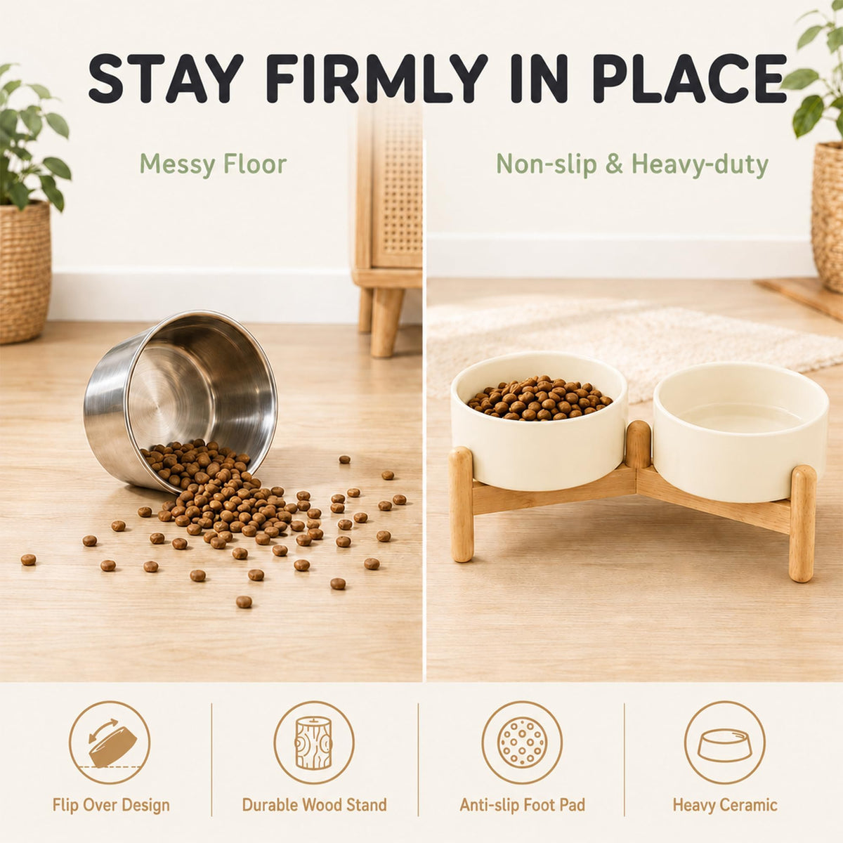Ceramic Dog Bowls Elevated (Light Yellow)