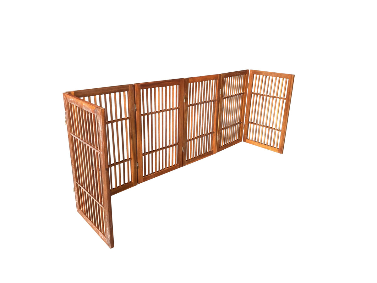 Pet Dog Gate Freestanding (6 Panel 30" Tall / Brown Pet Gate)