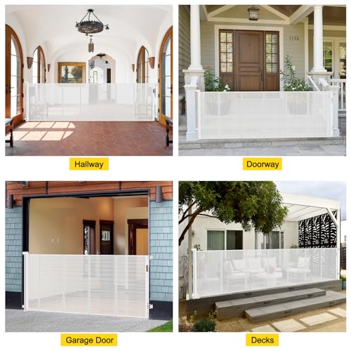 Reinforced 42" Tall x 130” Extra Wide Retractable Baby Gates Tall Dog Gate (White / Reinforced 42" Tall X 130" Wide)