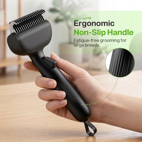 Self Cleaning Undercoat Rake for Dogs Cats with Thick Double Coats