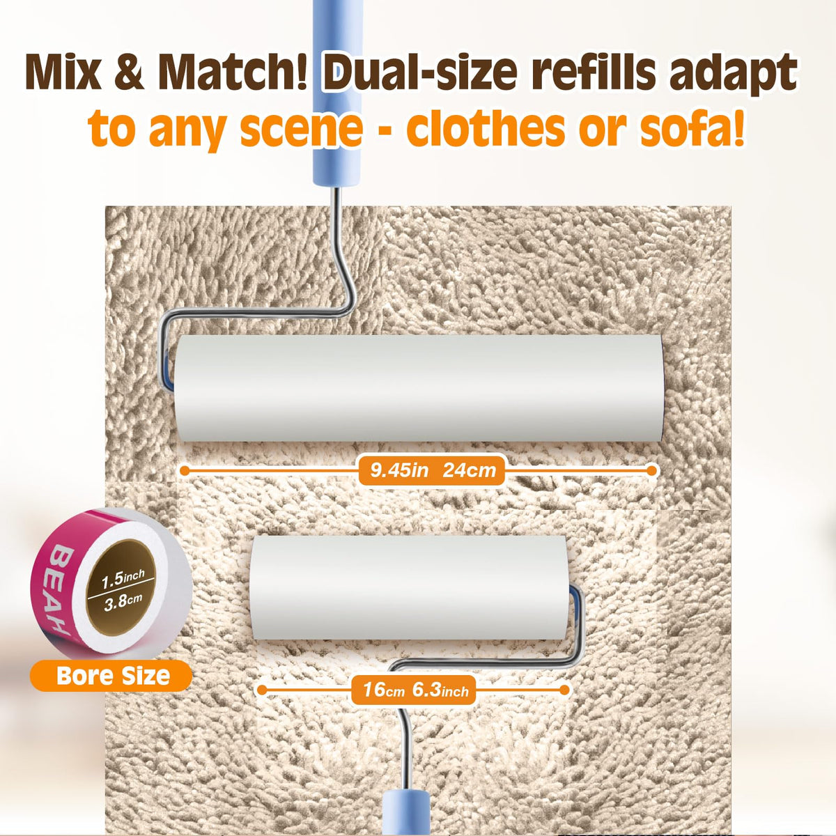 Large Lint Roller for Pet Hair Extra Sticky