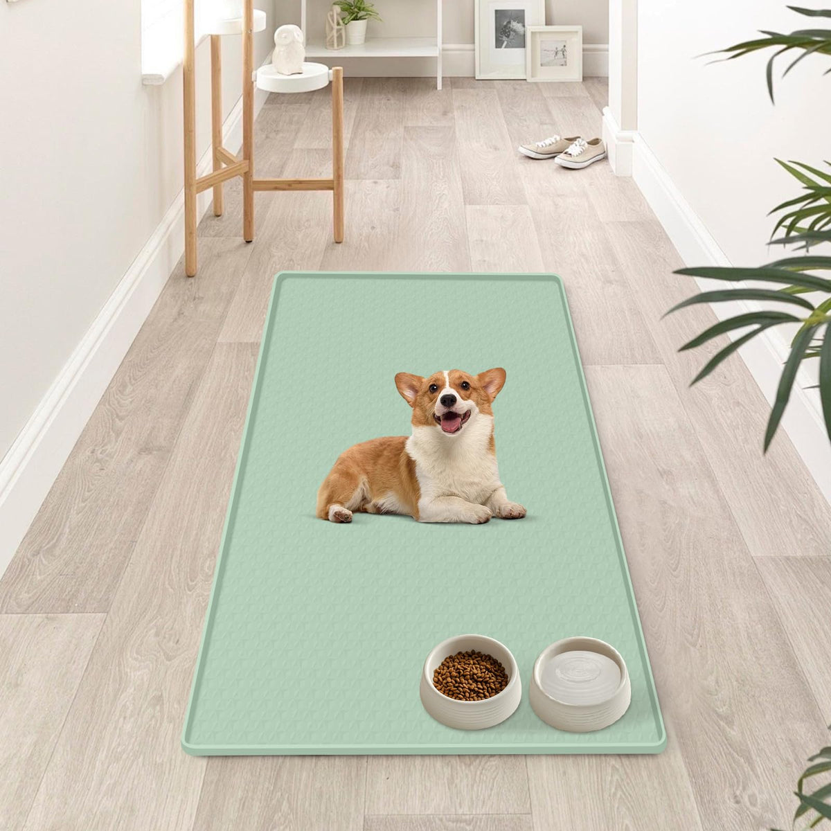 Dog Food Mat 51''x25.6'' Extra Large Dog Mat for Food and Water (51"L x 25.6"W / Green)