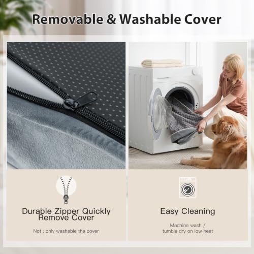 XL Waterproof Orthopedic Dog Bed for Crate Mat (Grey / 41"L x 27"W x 4"Th)
