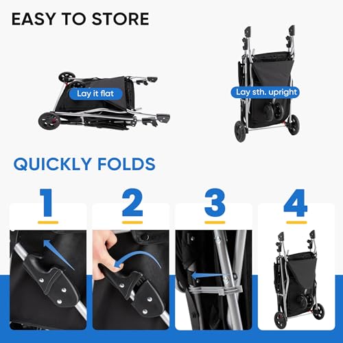 3 Wheel Pet Stroller for Dogs and Cats (Matte Black / 29.1" x 17.7" x 39.4")