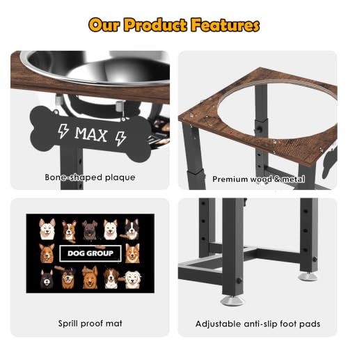 0.8 Gal Elevated Dog Water Bowl (Brown-0.8 GAL / Height: 8-12.2")