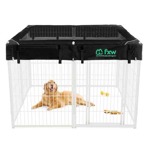 Homeplus Indoor Dog Playpen with Mesh Top Cover (White / 40"H)