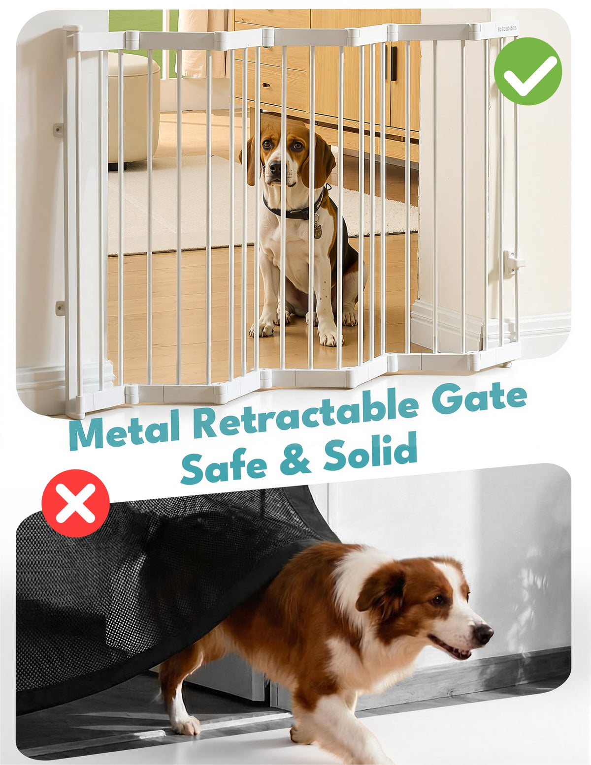 Retractable Safety Gate (White / 51" Wide, 30" Tall)